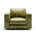 Fauteuil de salon vert olive en cuir synthétique PU forme carrée 100 x 90 x 80 cm