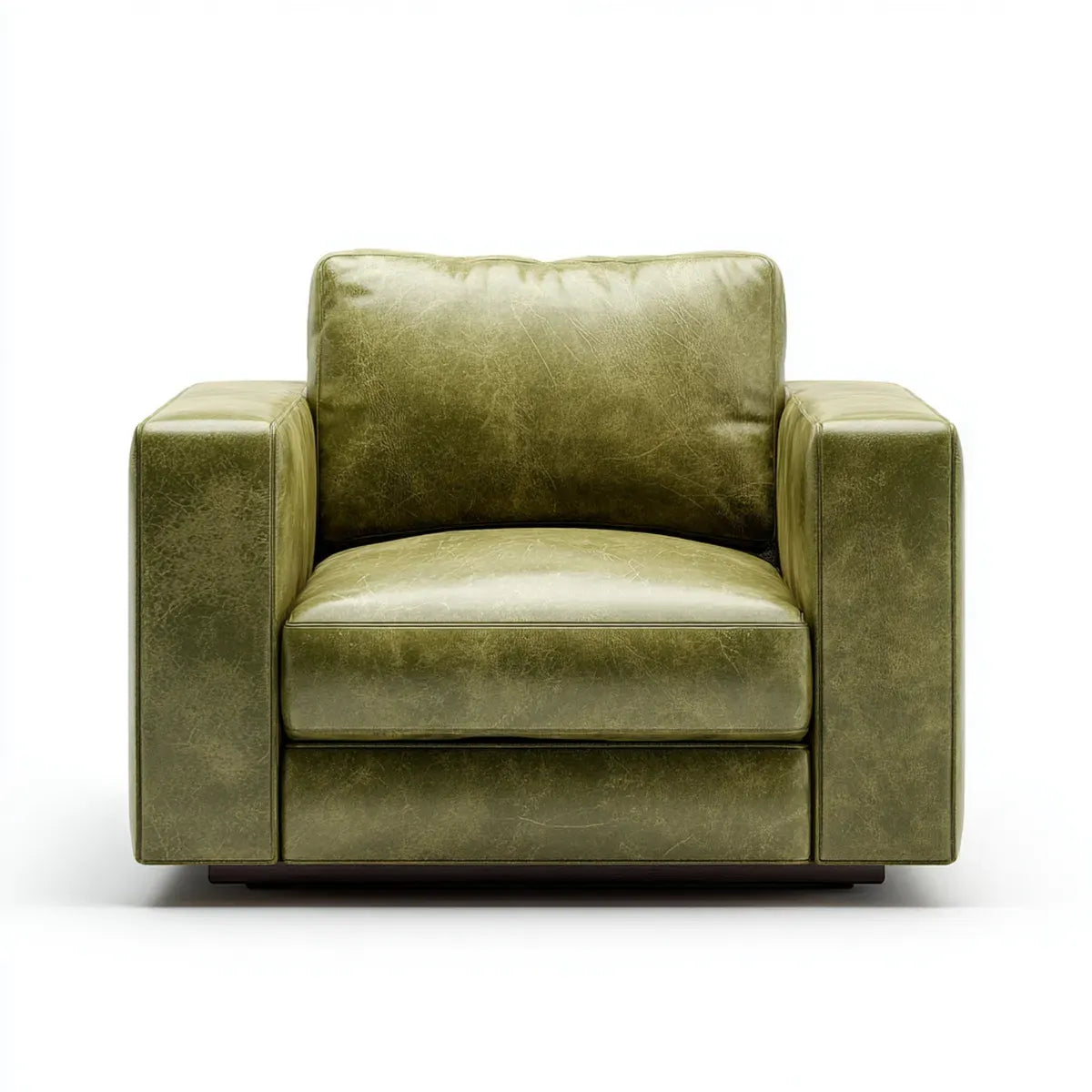 Fauteuil de salon vert olive en cuir synthétique PU forme carrée 100 x 90 x 80 cm