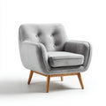 Fauteuil lounge gris clair en velours de polyester avec pieds en bois massif 76 x 78 x 85 cm