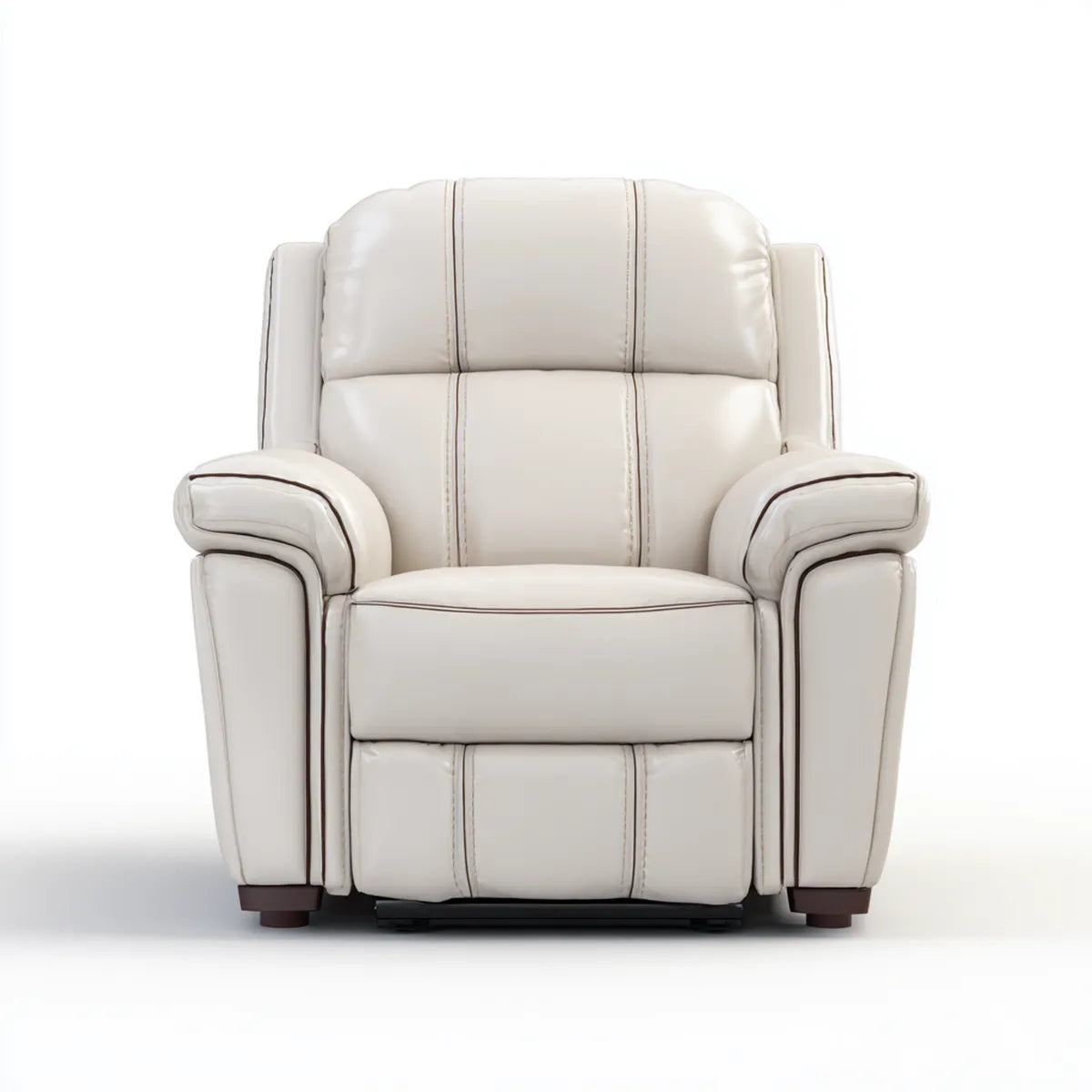 Fauteuil relax inclinable beige en cuir PU avec repose-pieds 90 x 95 x 102 cm