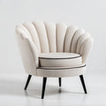 Fauteuil de salon coquille crème en polyester 76 x 73 x 82 cm avec pieds en acier noir