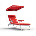 Bain de soleil inclinable rouge avec pare-soleil en aluminium et textilène 190 x 65 x 165 cm