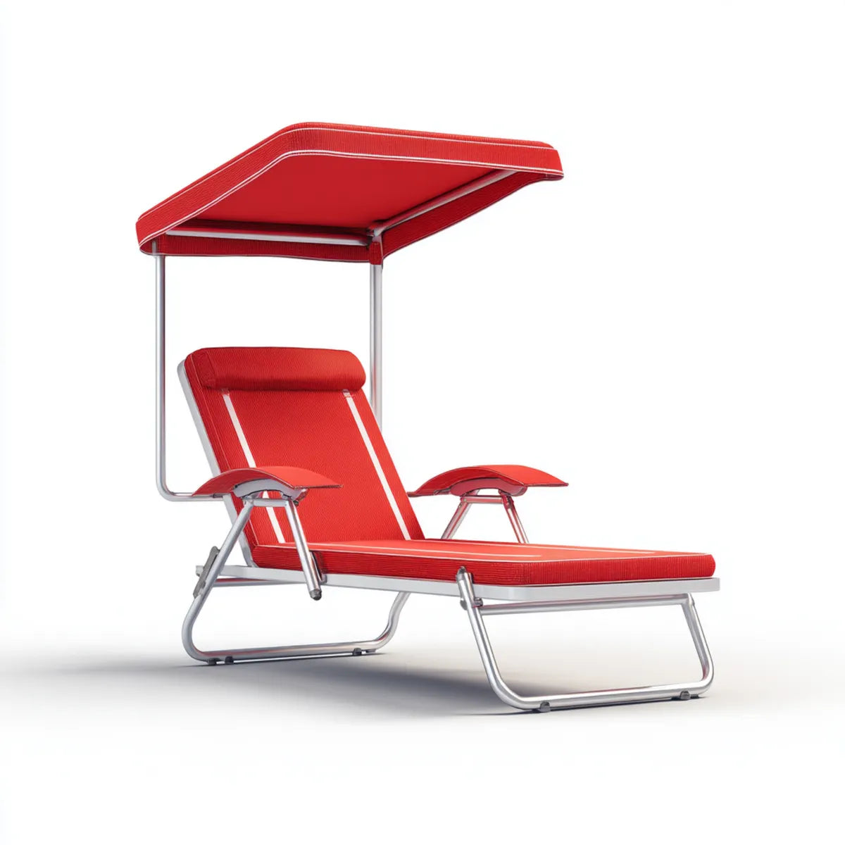 Bain de soleil inclinable rouge avec pare-soleil en aluminium et textilène 190 x 65 x 165 cm