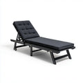 Bain de soleil inclinable noir 200 x 65 x 30 cm en bois massif avec coussin rectangulaire