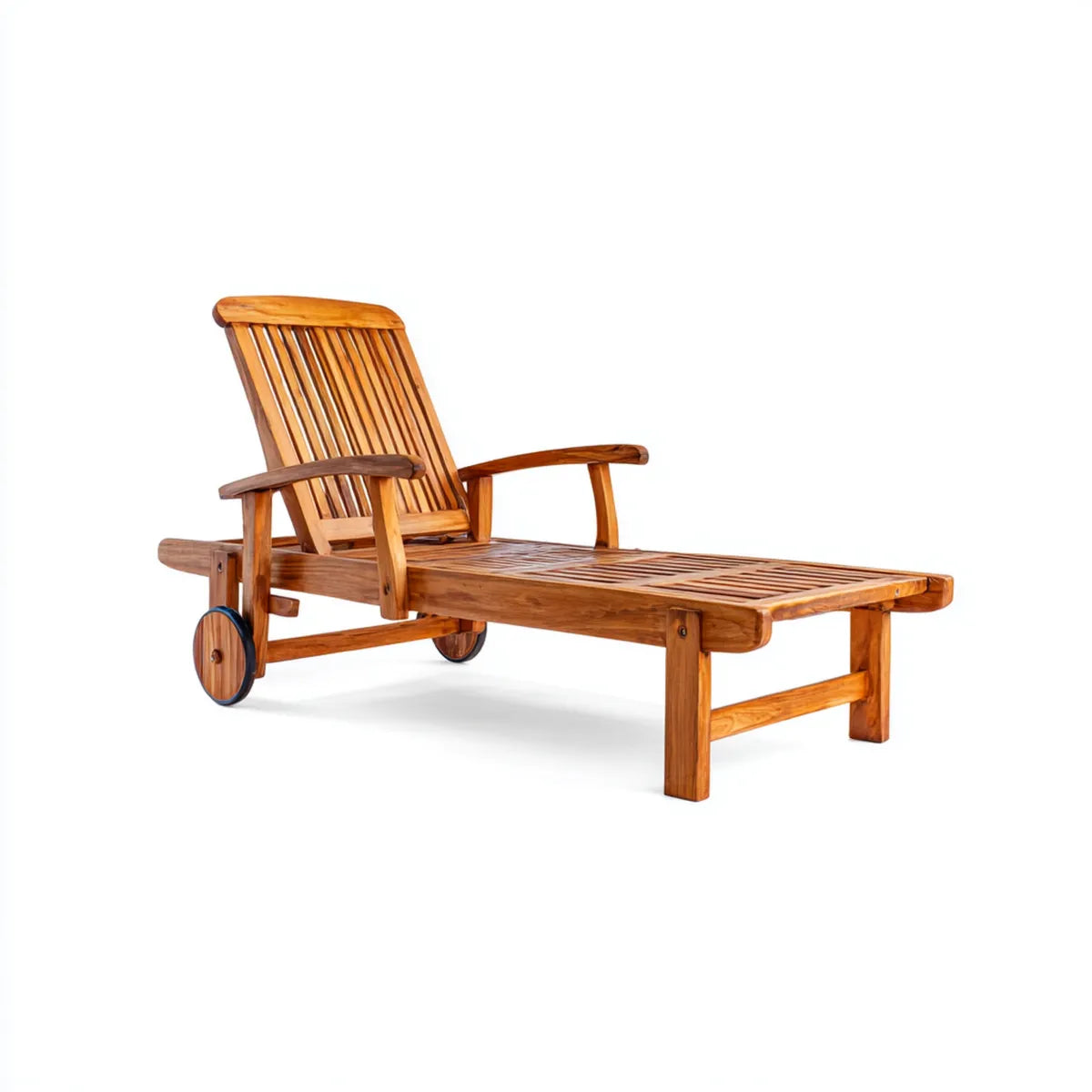 Bain de soleil à roulettes en bois d'acacia massif brun 200 x 68 x 88 cm