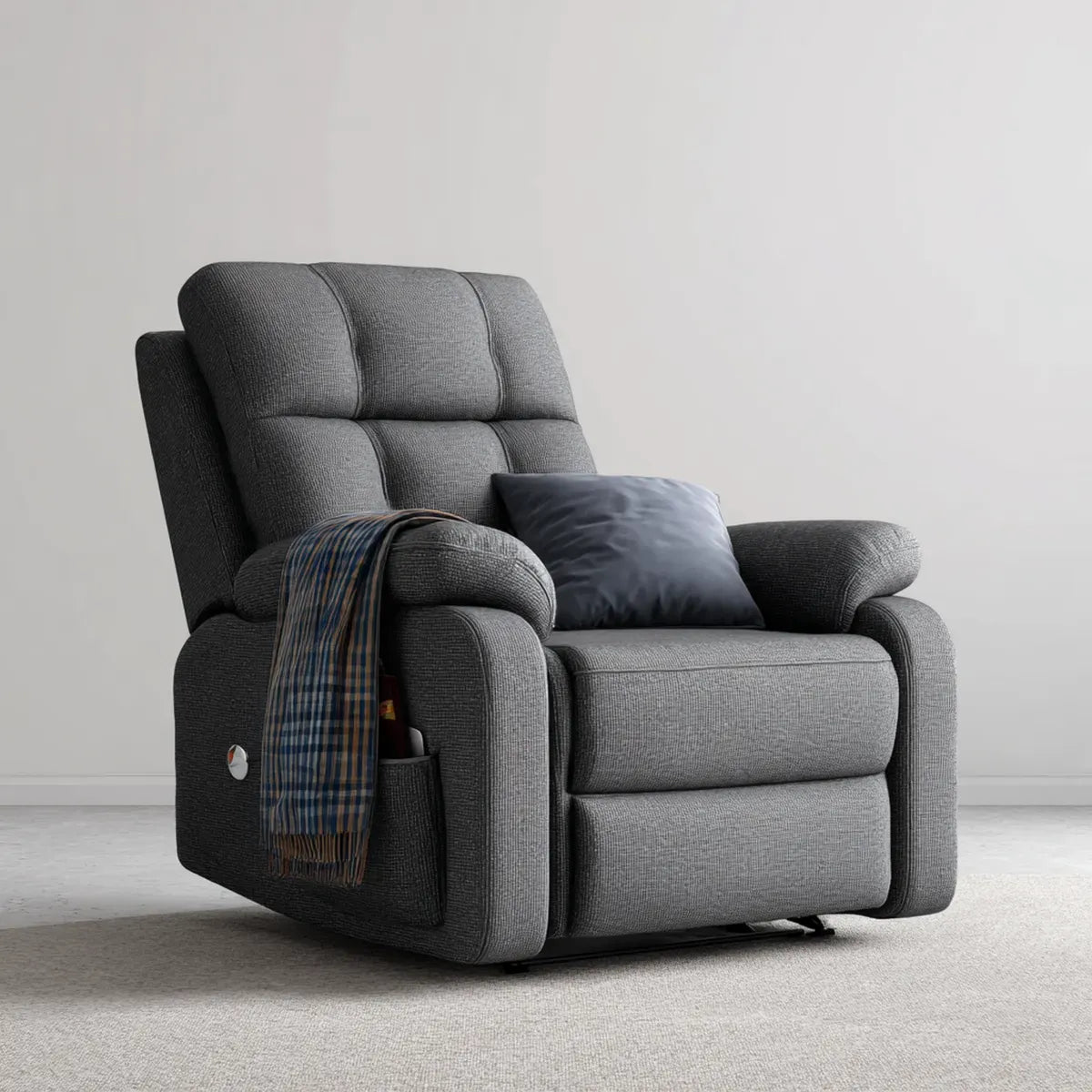 Fauteuil relax électrique inclinable gris foncé en polyester 90 x 98 x 102 cm