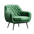 Fauteuil de salon capitonné vert en velours polyester forme arrondie 78 x 75 x 82 cm