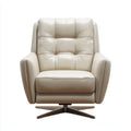 Fauteuil pivotant de salon beige en similicuir PU forme enveloppante 85 x 90 x 105 cm