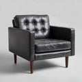 Fauteuil de salon noir 76 x 82 x 86 cm en cuir synthétique PU forme rectangulaire