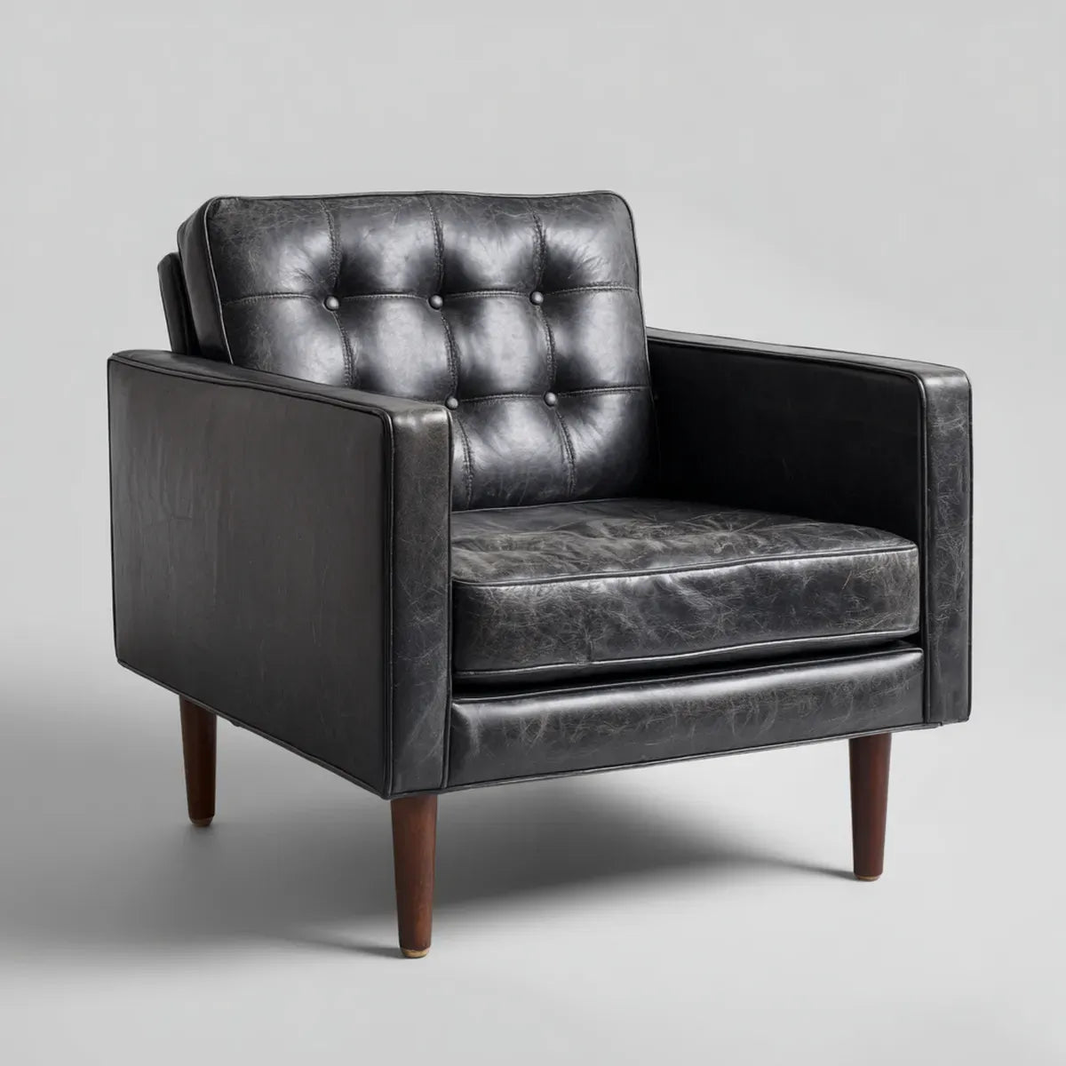 Fauteuil de salon noir 76 x 82 x 86 cm en cuir synthétique PU forme rectangulaire